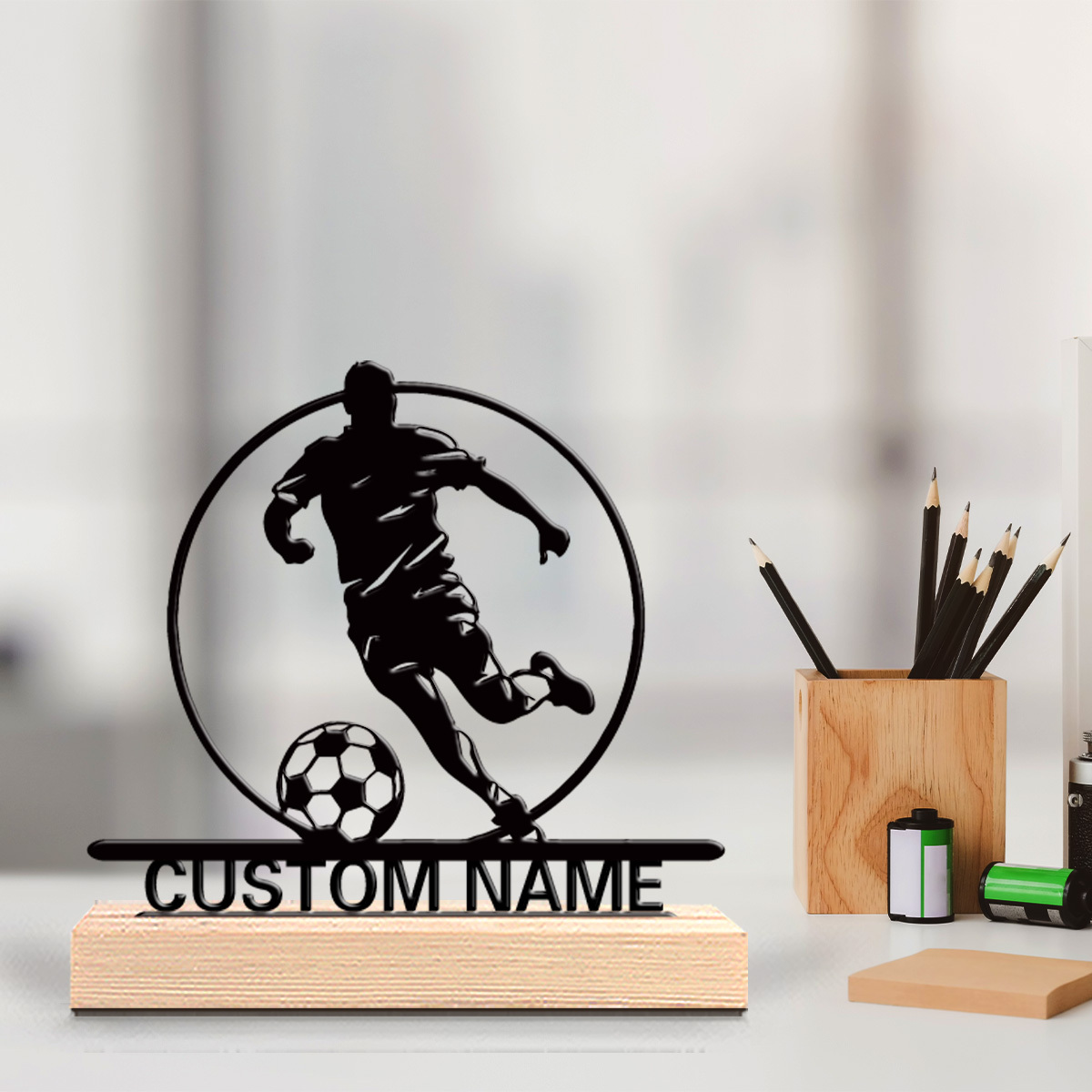Industrial Laser Table - Statue en métal personnalisée de joueur