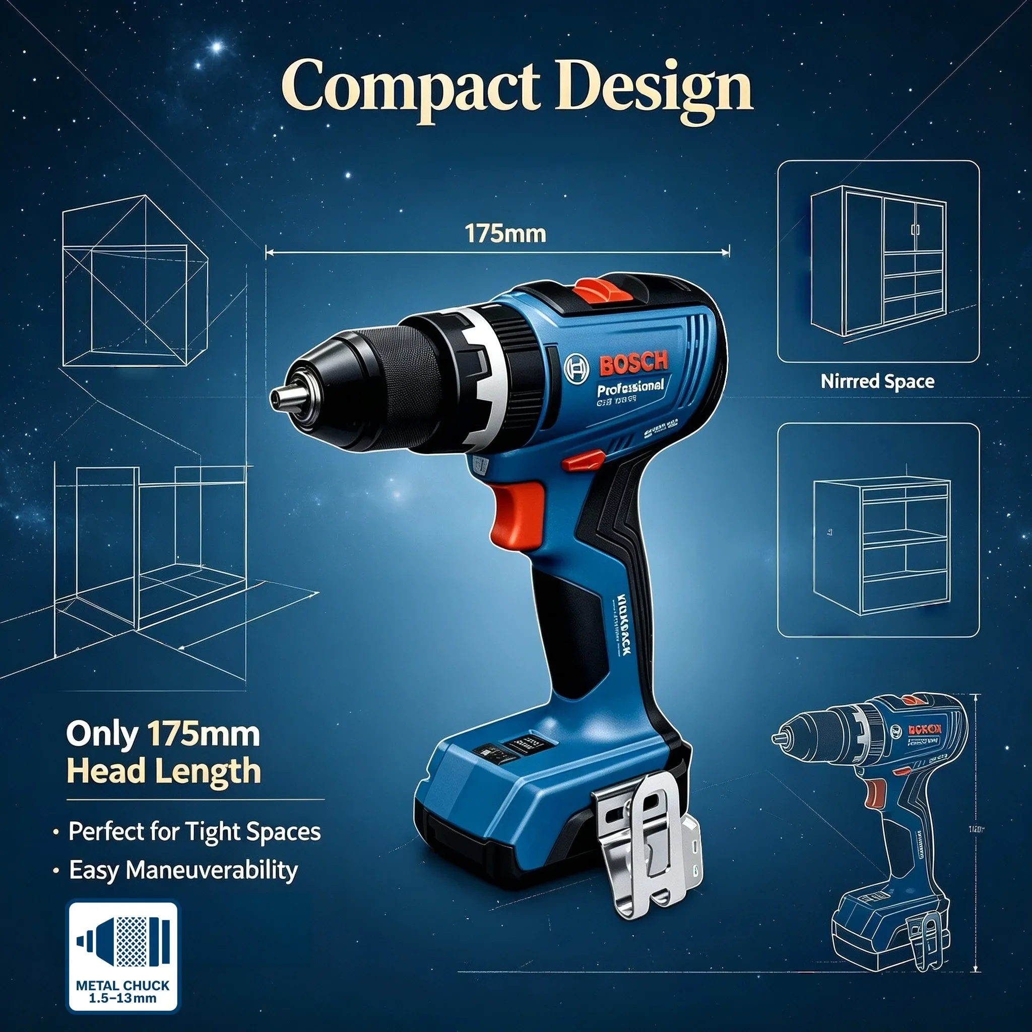 Bosch Drill Gsb 18V - Perceuse-visseuse sans fil sans balais BOSCH